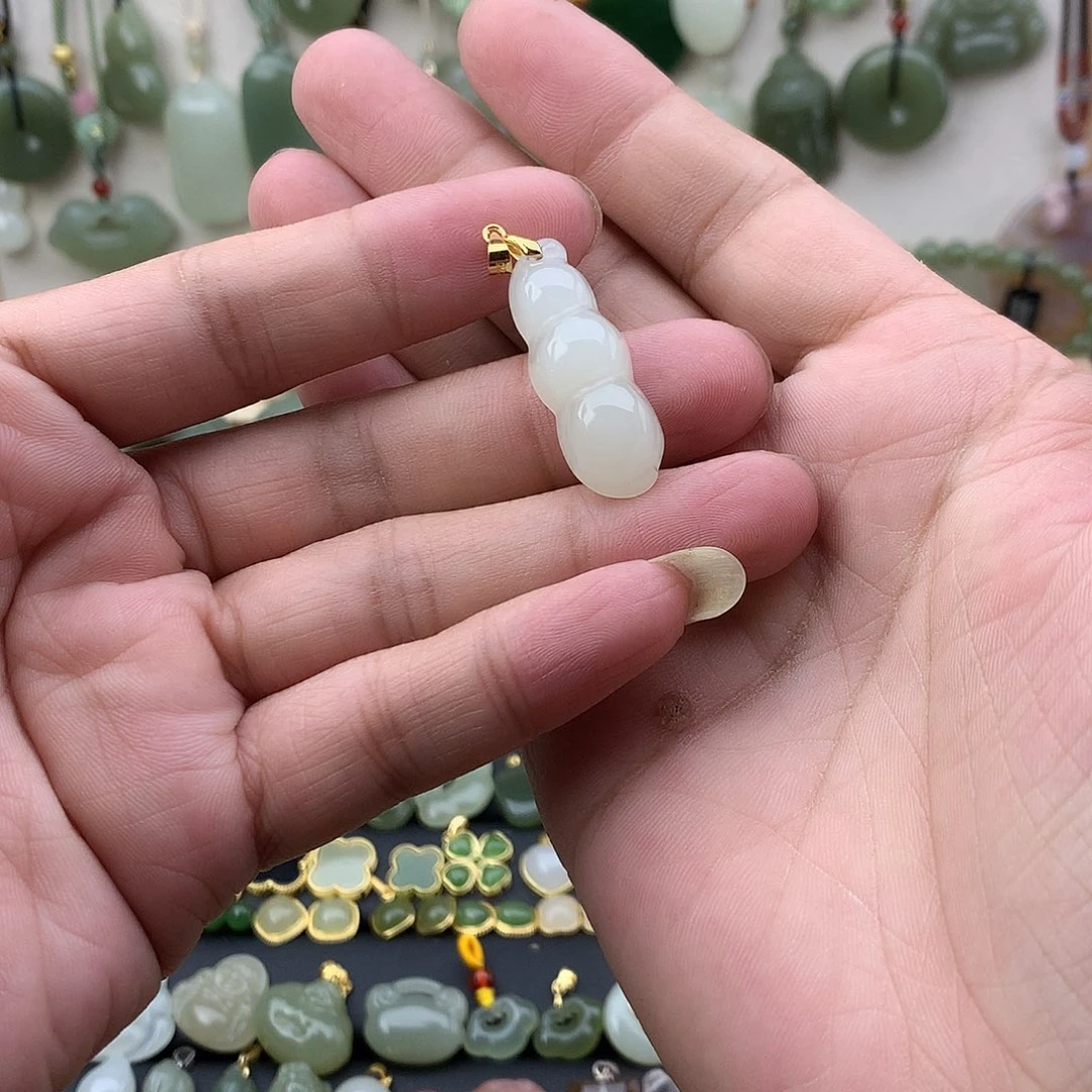 和田玉银S925镶嵌吊坠(不含链)