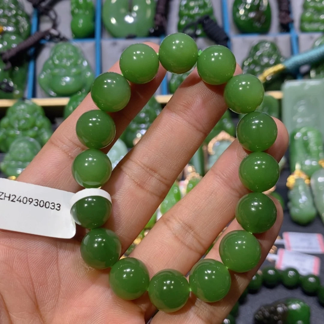 【闪购商品】和田玉吊坠(不含链)未镶嵌阳绿手串 12