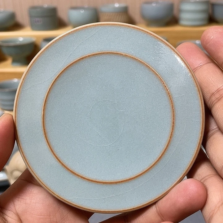 杯子陶瓷微瑕挑金杯垫9.8cm