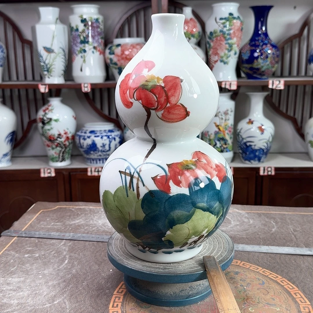 陶摆件景德镇陶瓷葫荷花花