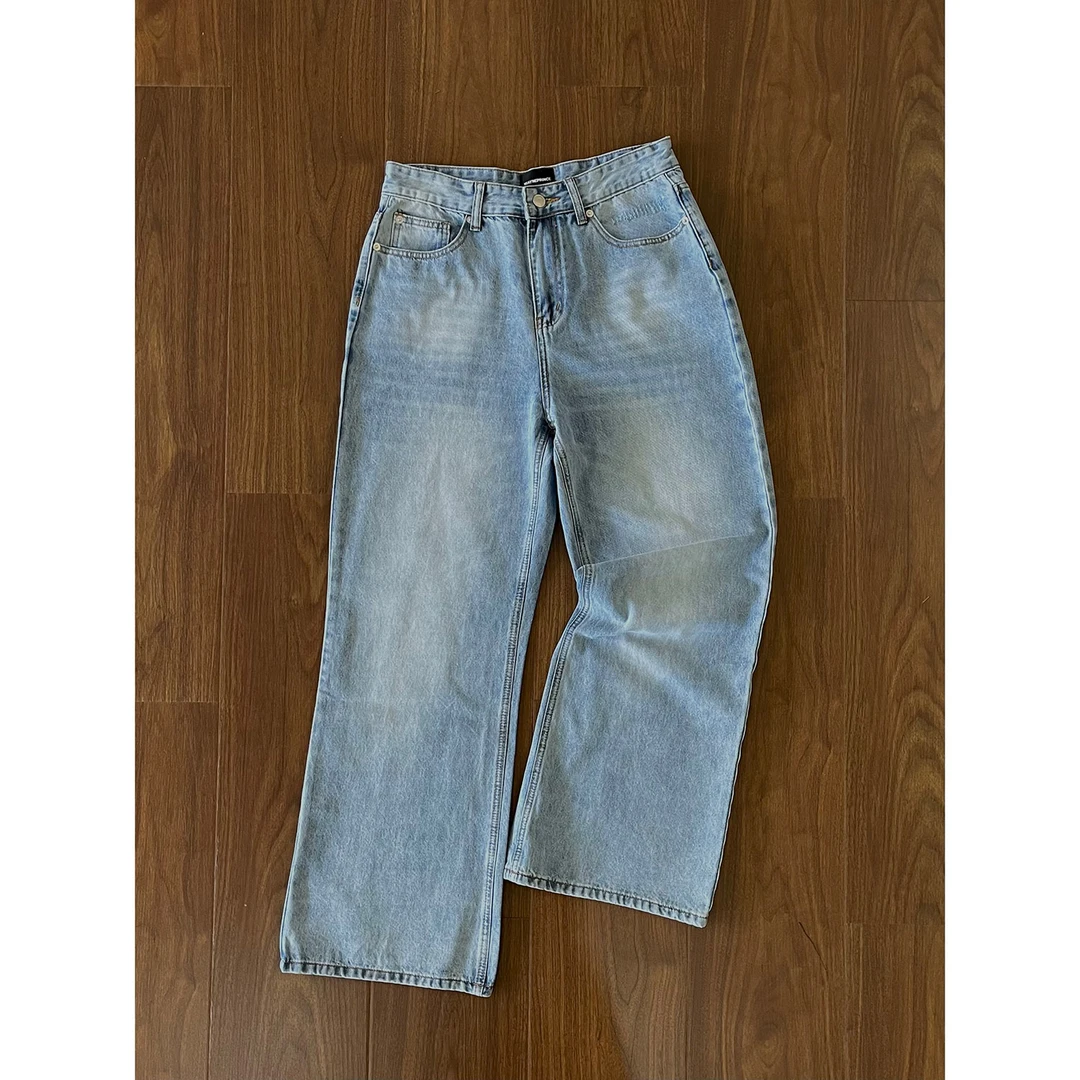 19studio WAYNEPRINCE浅蓝色经典牛仔裤复古百搭小众休闲直筒长裤