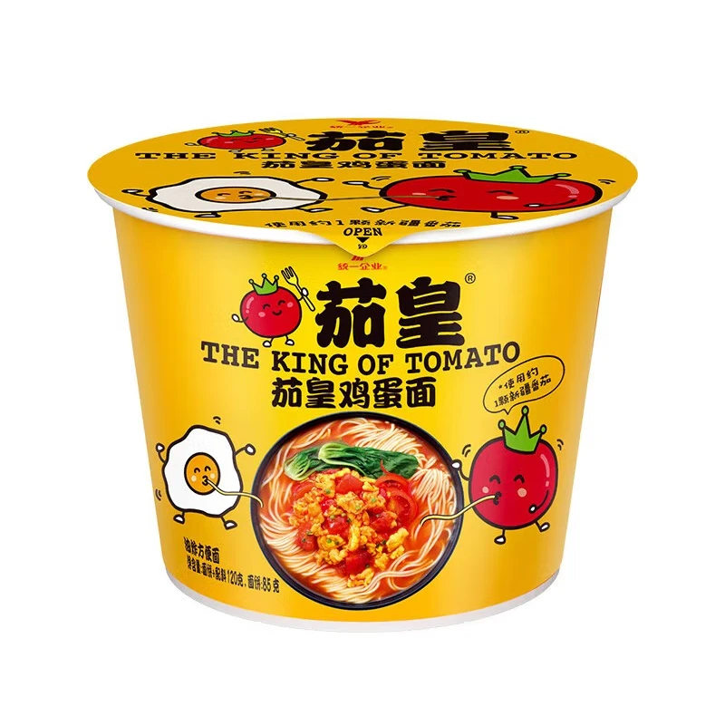 统一茄皇牛肉面番茄方便面整箱桶面番茄鸡蛋面西红柿桶装12杯泡面
