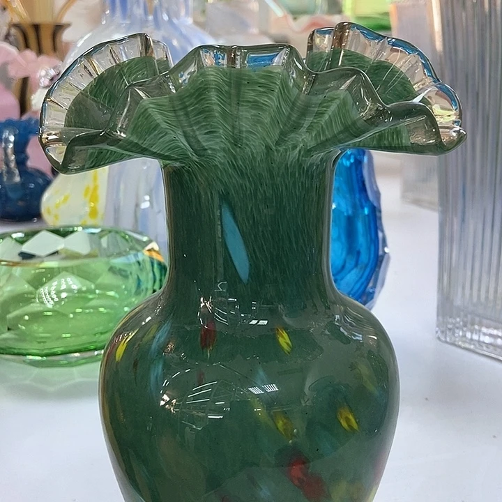 琉璃高度24厘米绿色花瓶