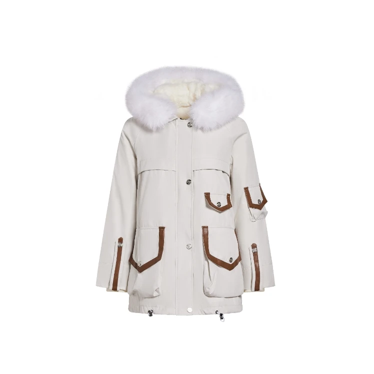 【半初香】新款冬季连帽百搭时尚气质大毛领韩版洋气女款皮毛一体