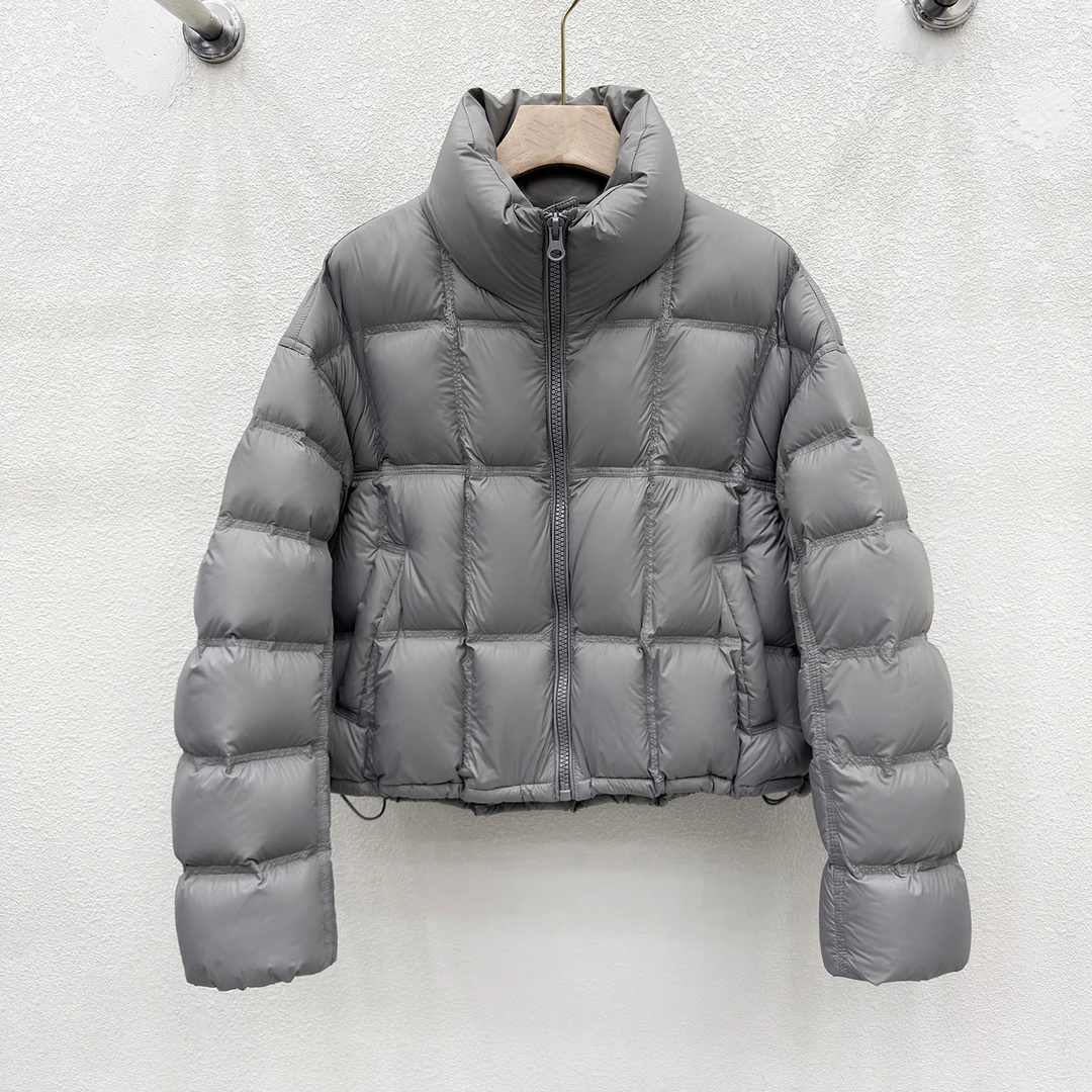 90白鸭绒立领羽绒服女短款冬季外套2025新款加厚面包服小个子冬装