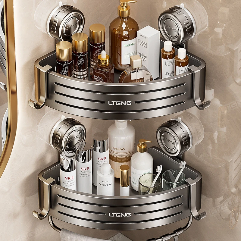 卫生间吸盘三角篮家用浴室壁挂式免打孔置物架墙上洗漱用品收纳架