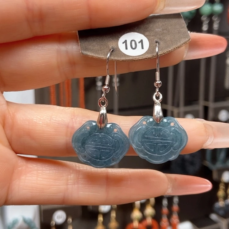 【闪购商品】翡翠耳饰银S925镶嵌耳饰