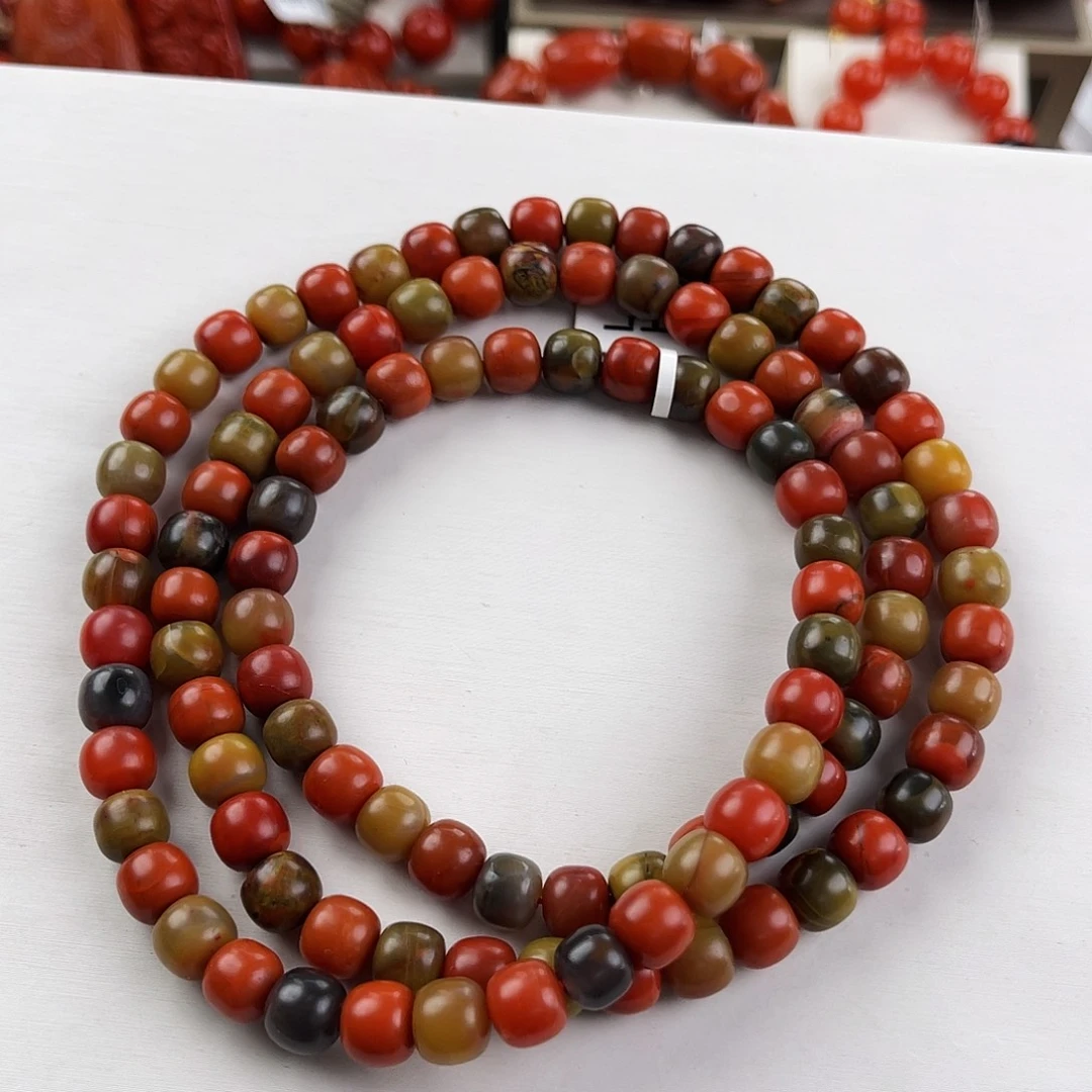 *****南红玛瑙未镶嵌手链大山包哑光包浆老型多圈8mm