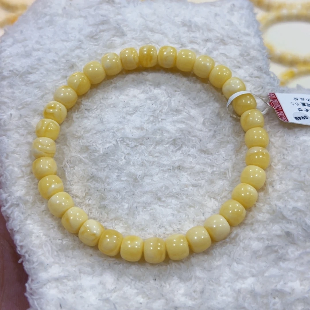 手链蜜蜡未镶嵌7m奶白花浓蜡手串