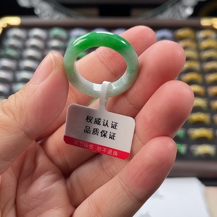 翡翠未镶嵌戒指天然翡翠A货-14圈