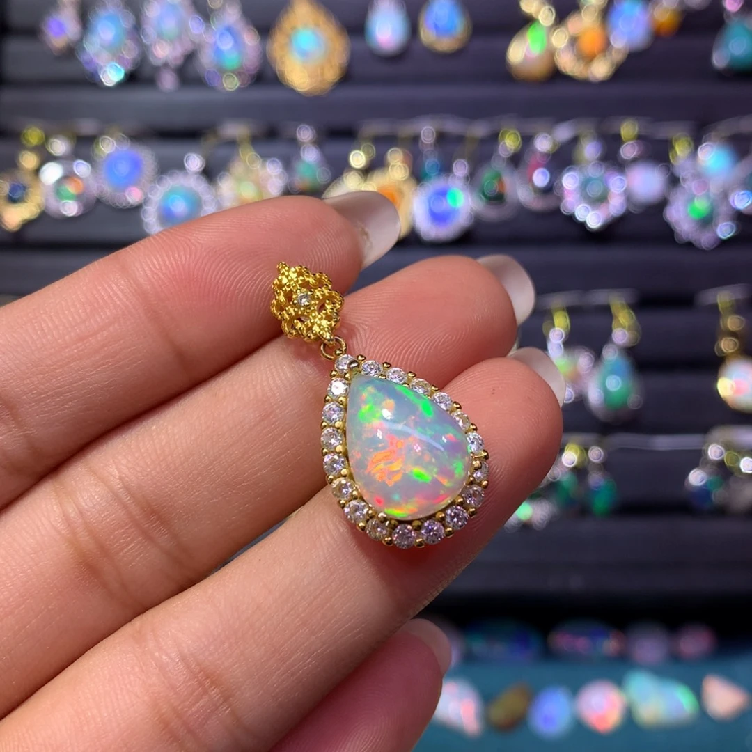 欧泊银S925镶嵌吊坠款