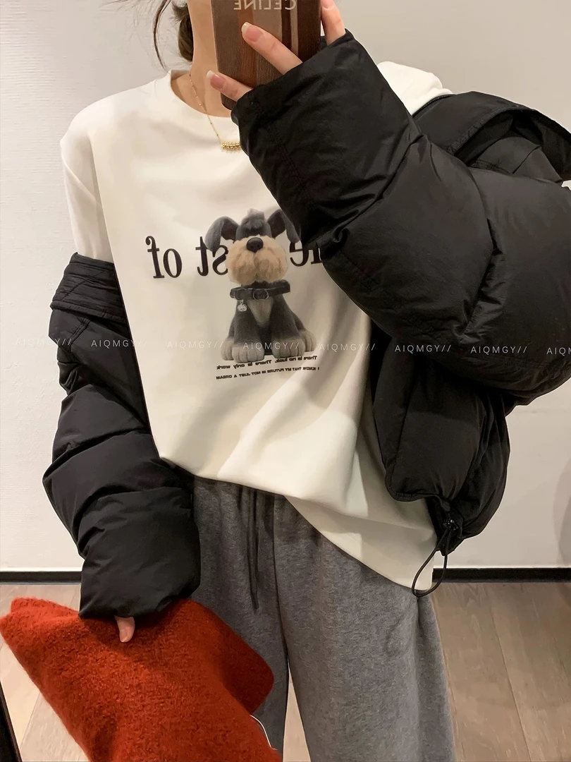 SUSU•【可爱小狗】韩货加厚磨毛打底T