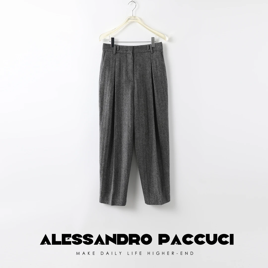 【孤品特价不退换】洛哥23457X 羊毛层次感人字纹气质女士西装裤