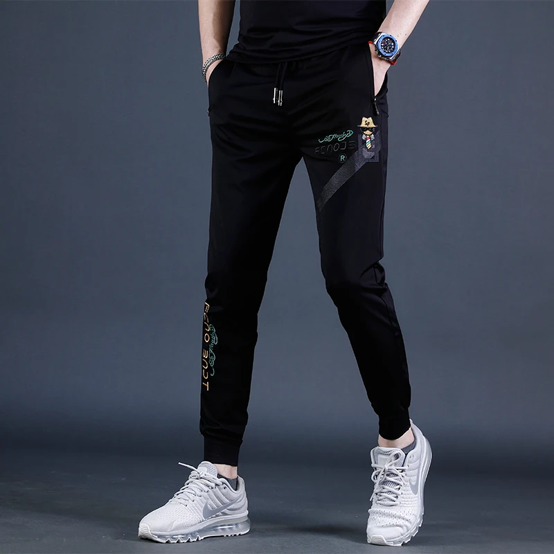 NDSL轻奢运动裤男夏季潮流修身小脚男士休闲裤百搭弹力薄款裤子男