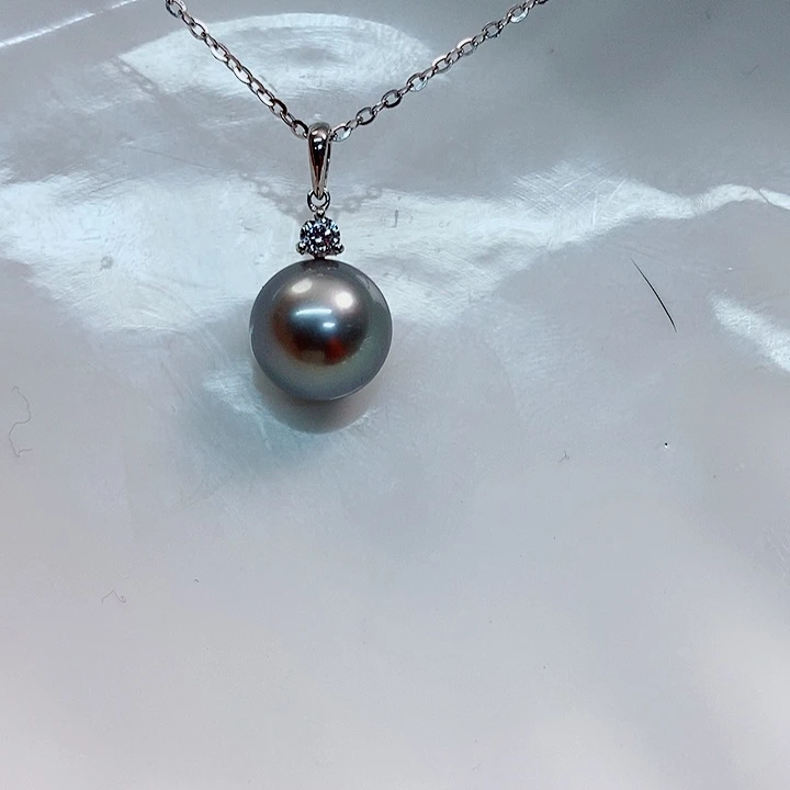 海水珍珠吊坠(不含链)18K金镶嵌9-10