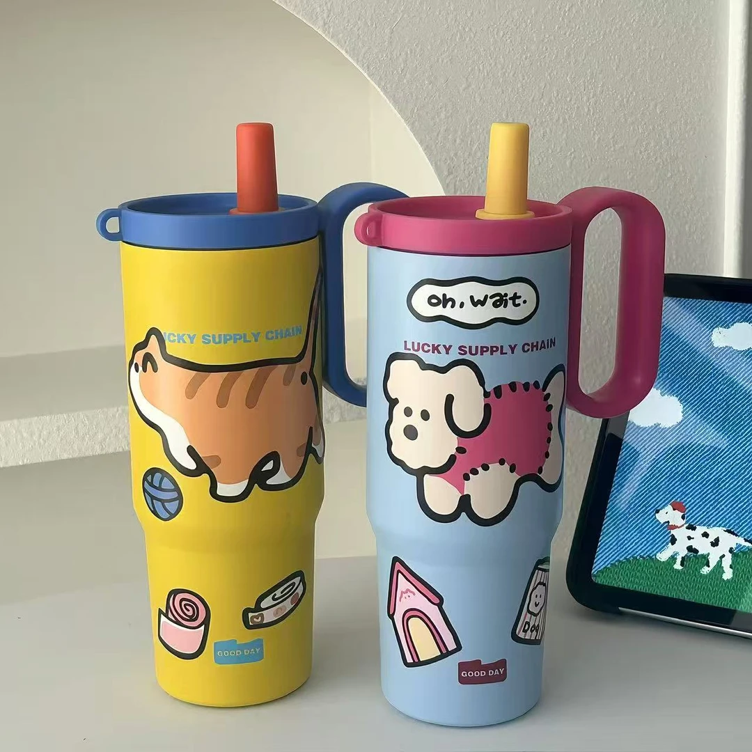 316新款不锈钢保温杯大容量吸管杯高颜值车载杯保冷巨无霸冰霸杯