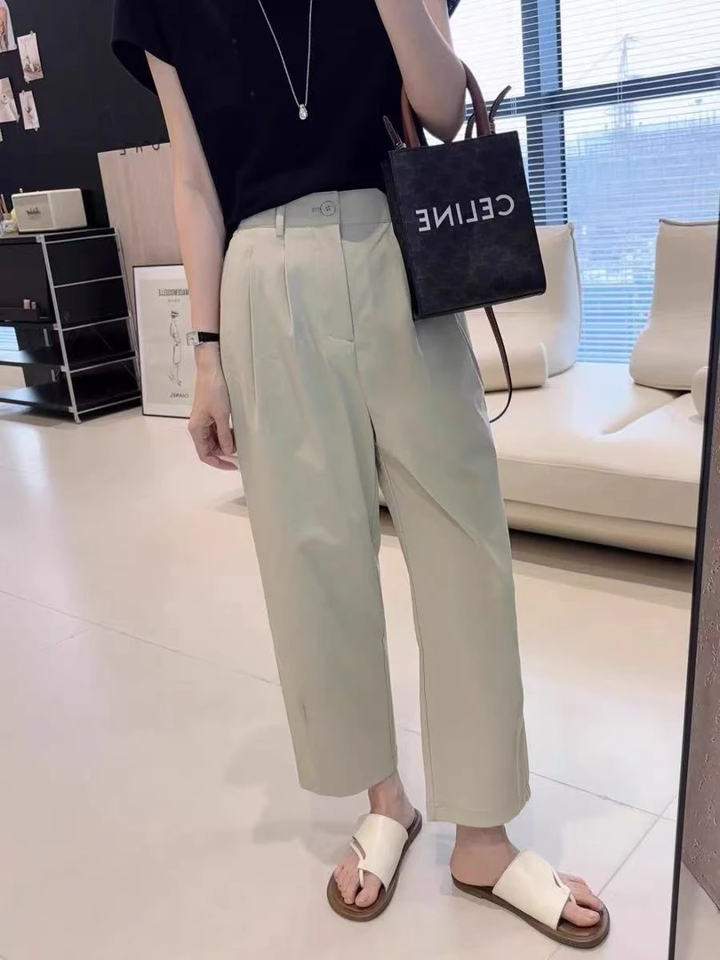 Miss huo 休闲裤 A绿色 18398-2