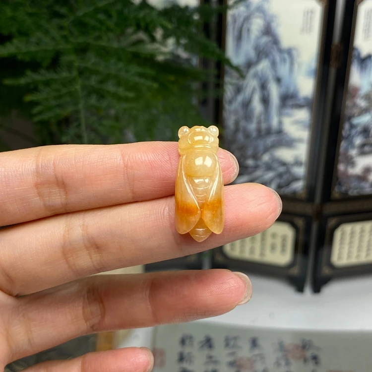 红黄翡一鸣惊人花件吊坠 天然翡翠A货