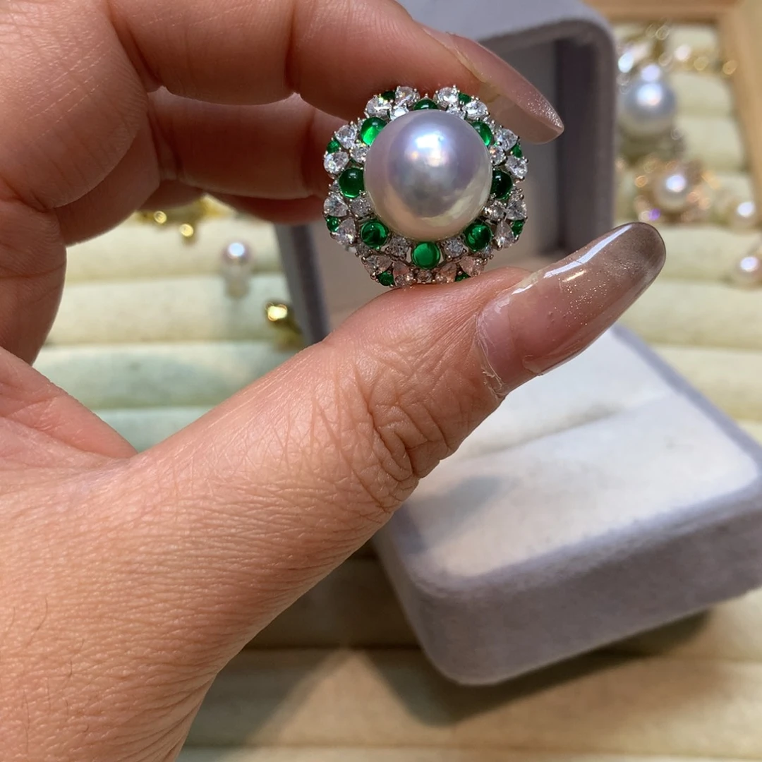 海水珍珠戒指银S925镶嵌