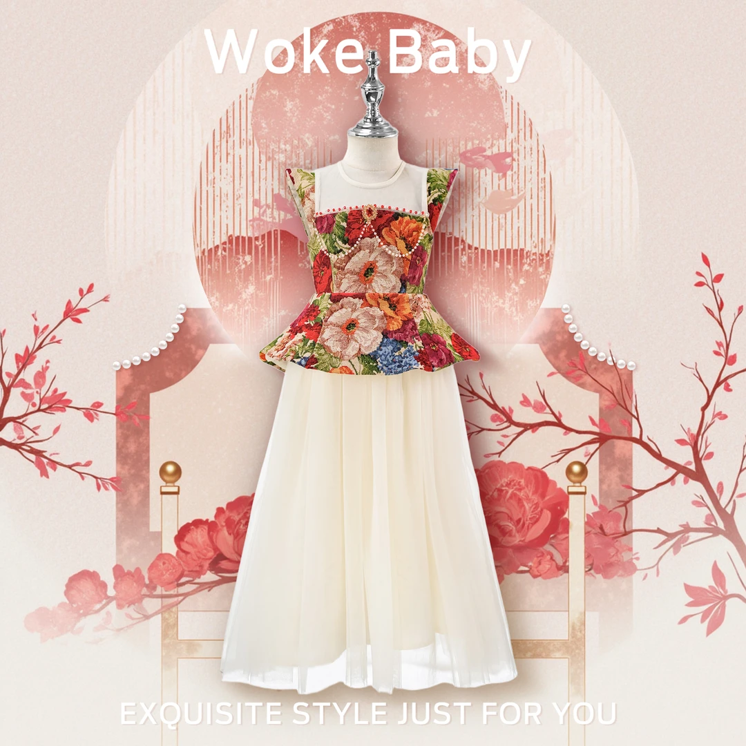 【现货】女童夏季可爱中大童中领套头汉服旗袍连衣裙M5421