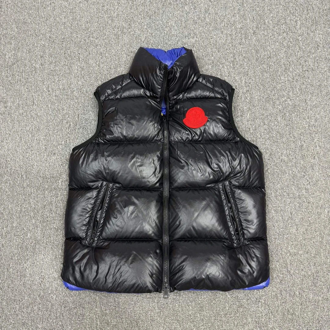 99新 MONCLER/蒙口 15442466黑色亮面羽绒服背心马甲 2码99新