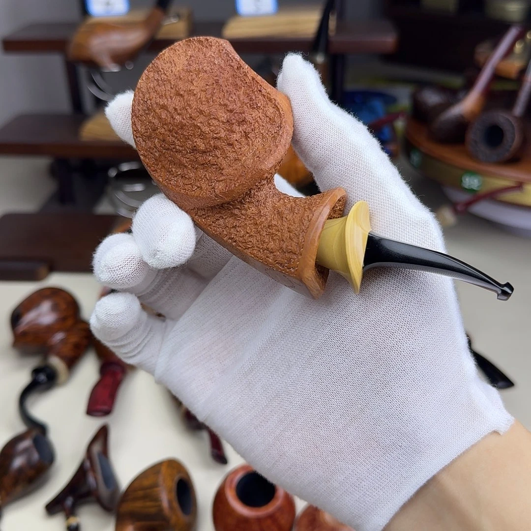 用***2原木色海岩雕刻双面鼓河豚