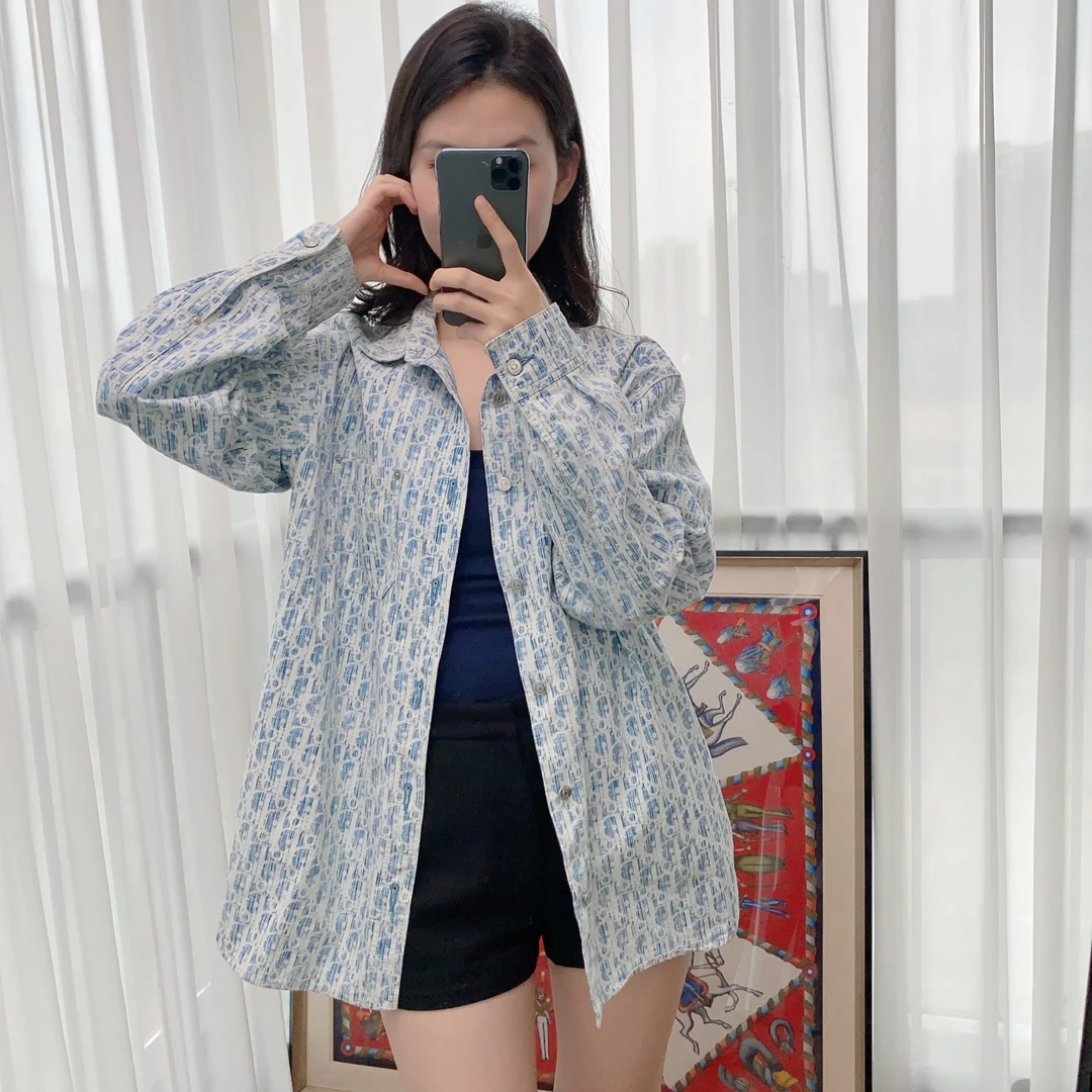 95新 DIOR/迪奥  麦殿/老花麻布长袖衬衣39码/250306VDYHC01