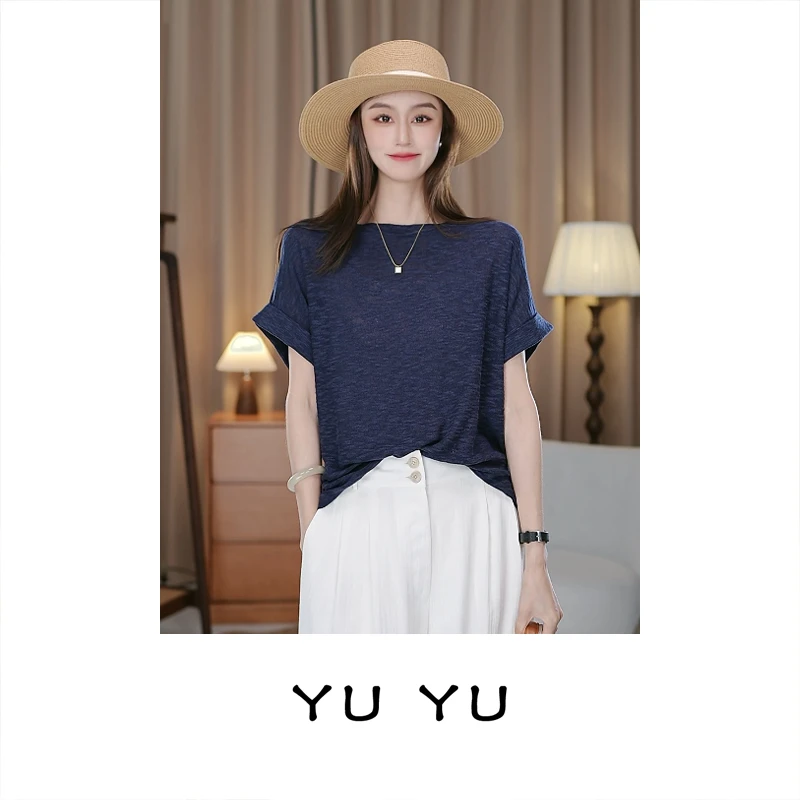 【清爽竹节纱】 夏季松弛竹节纱极简短袖