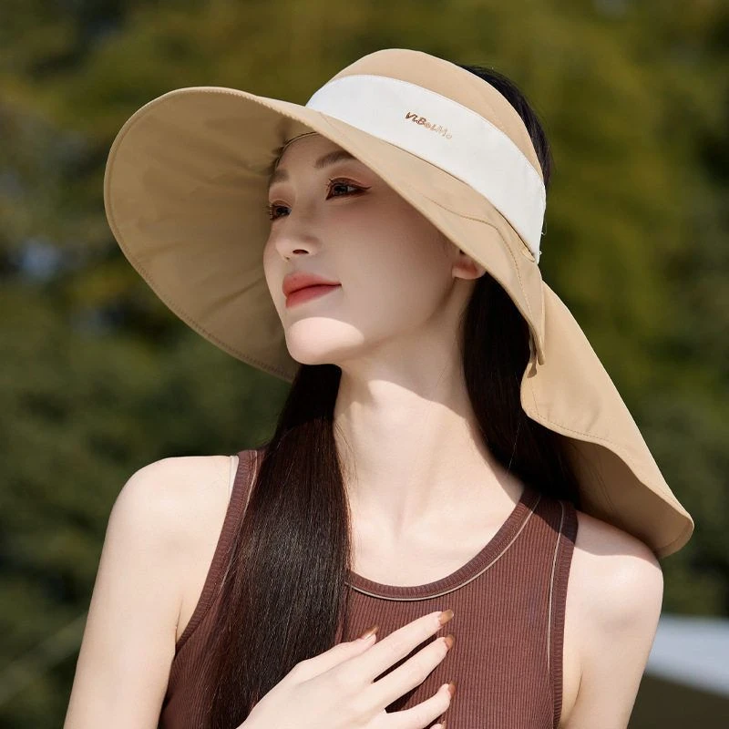 2025法式夏季新款帽子女遮阳防晒帽夏天披肩防紫外线显脸小大帽檐
