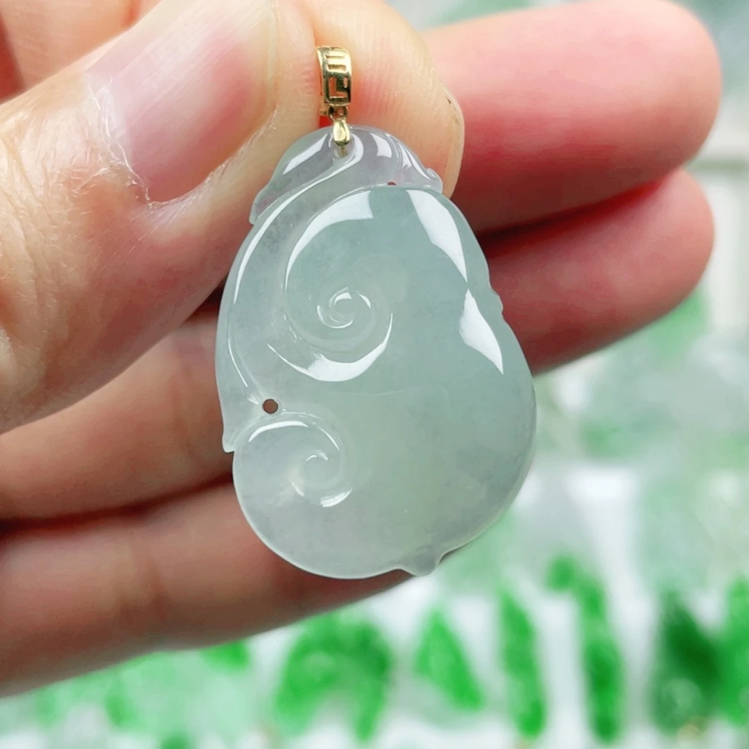 吊坠(不含链)18K金镶嵌翡翠