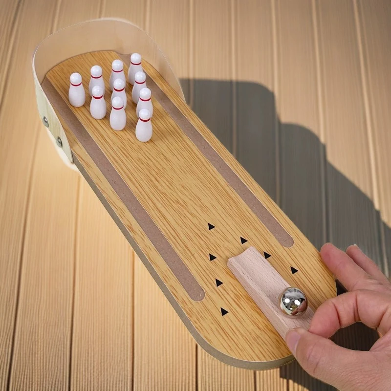 儿童益智玩具木制迷你保龄球亲子互动桌面游戏休闲减压创意玩具