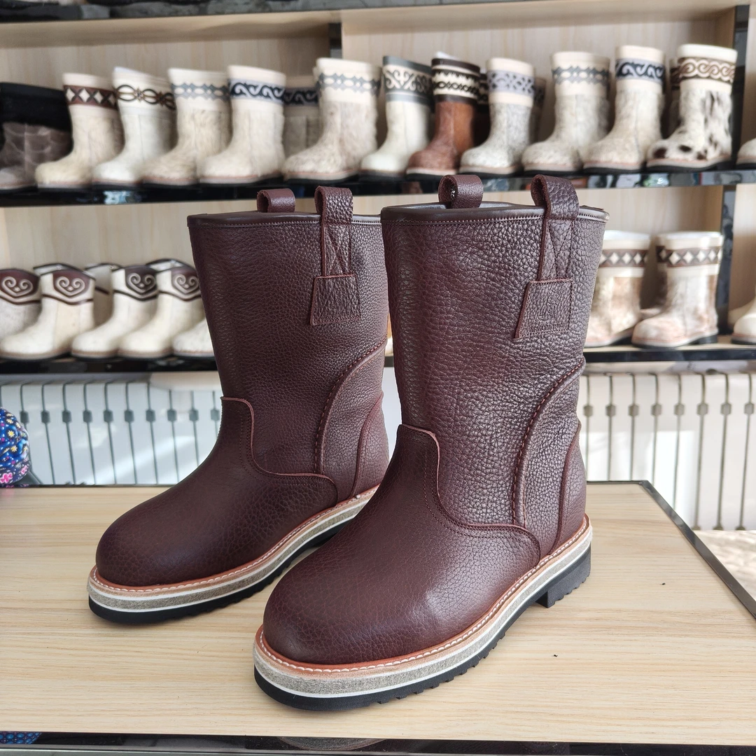 8805-2牛皮男士大棉靴羊毛里皮靴户外靴保暖靴