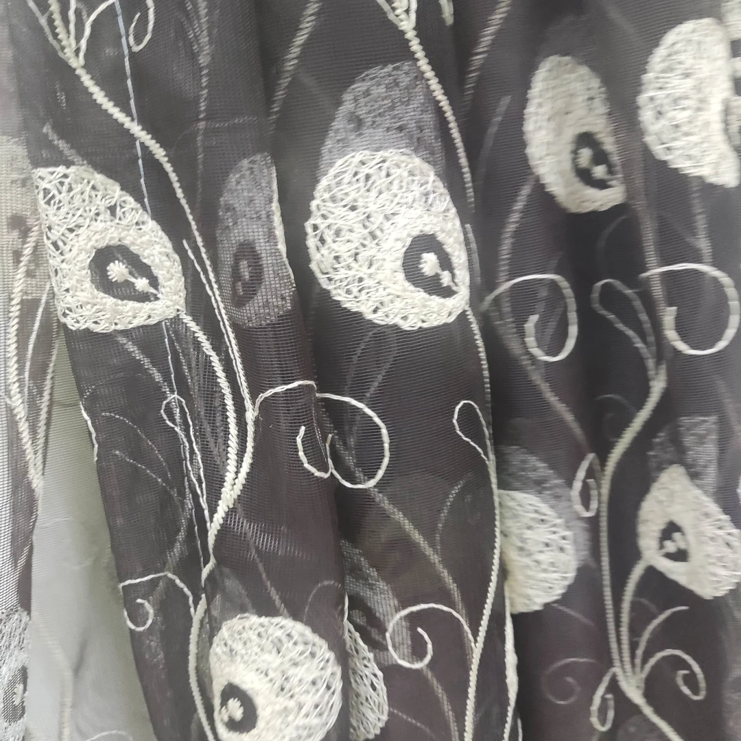 8543咖色满绣纱帘宽6.7米一片高度2.75米钩款