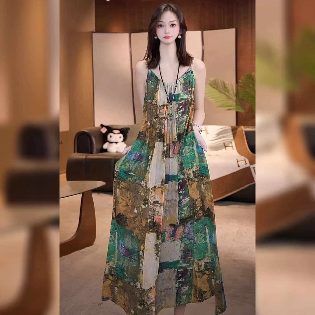 【Linda姐高端线】夏季时尚气质复古爆款吊带连衣裙子AS5LDD2703