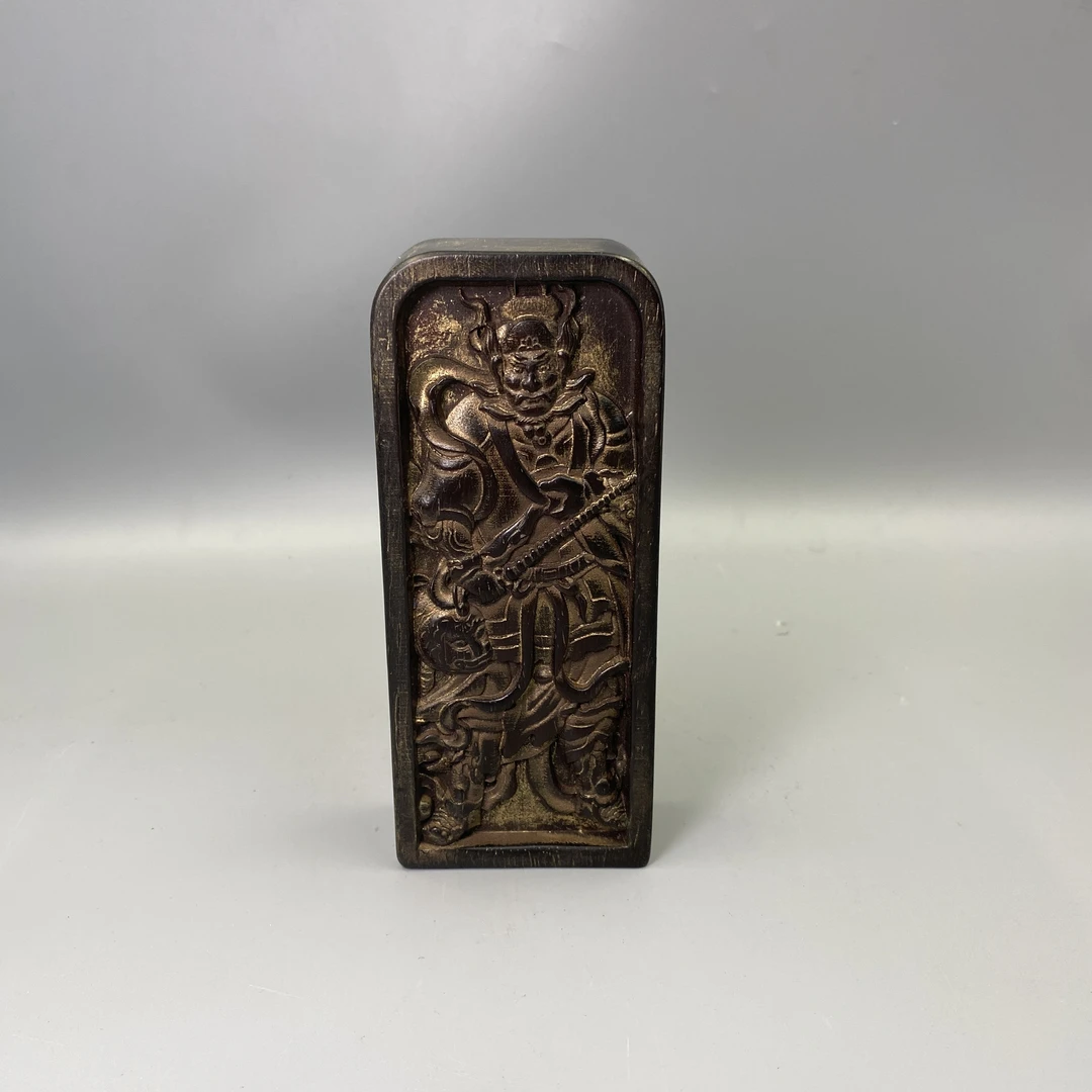 小年份木雕赵公明人物纹令牌益合/2501-44