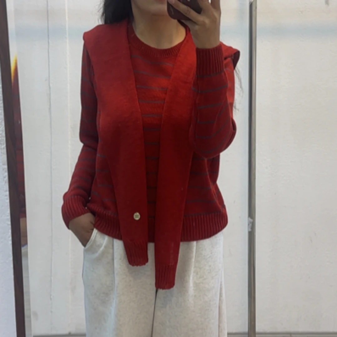 毛针织衫长袖秋季抗起球百搭休闲气质条纹纯色ins