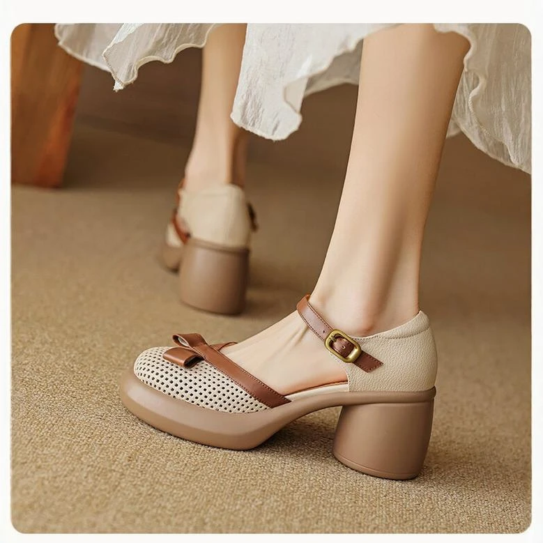 8815孤品34成都手工真皮女鞋厚底包头罗马凉鞋夏季女鞋镂空洞洞鞋