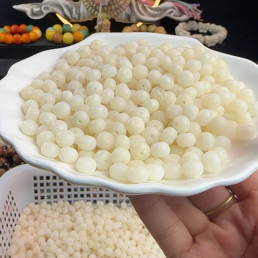 菩提根/象牙果手串微瑕卡8白苹果300颗