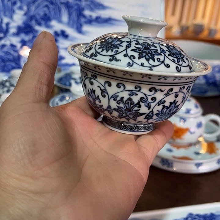 錡镇堂手工手绘盖碗