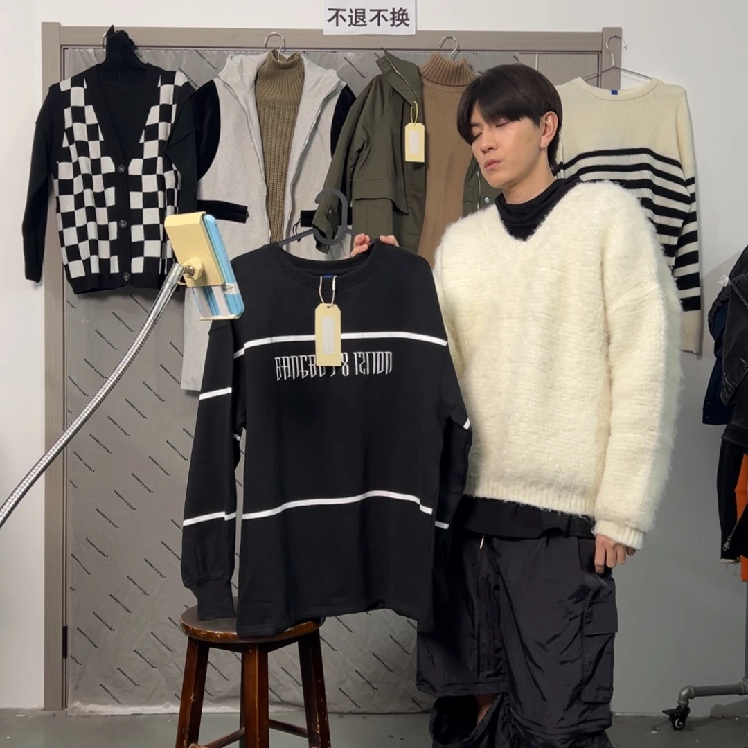 套头款潮流时尚黑色卫衣s码