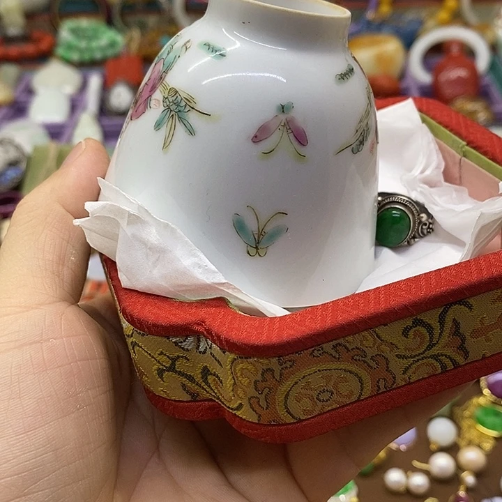 平***乐青花彩绘小主人杯子