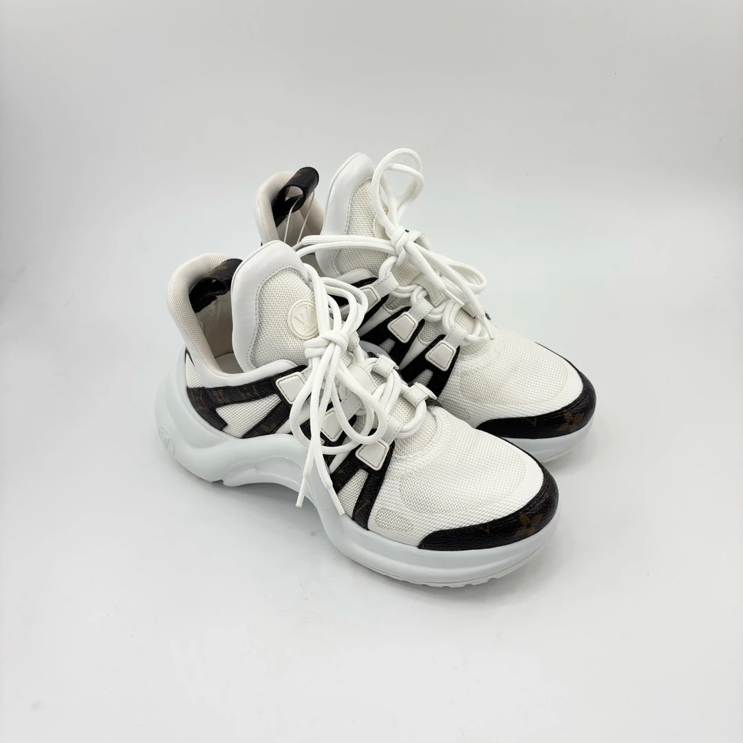 99新 LouisVuitton/路易威登 lv/37.5码/白老花老爹鞋/pp426455