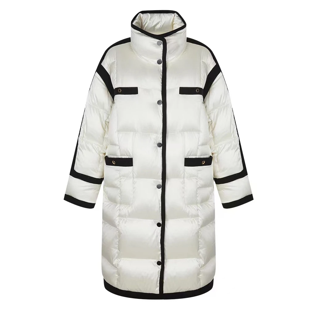 X9653【上新】高级感撞色小香风白鸭绒羽绒服