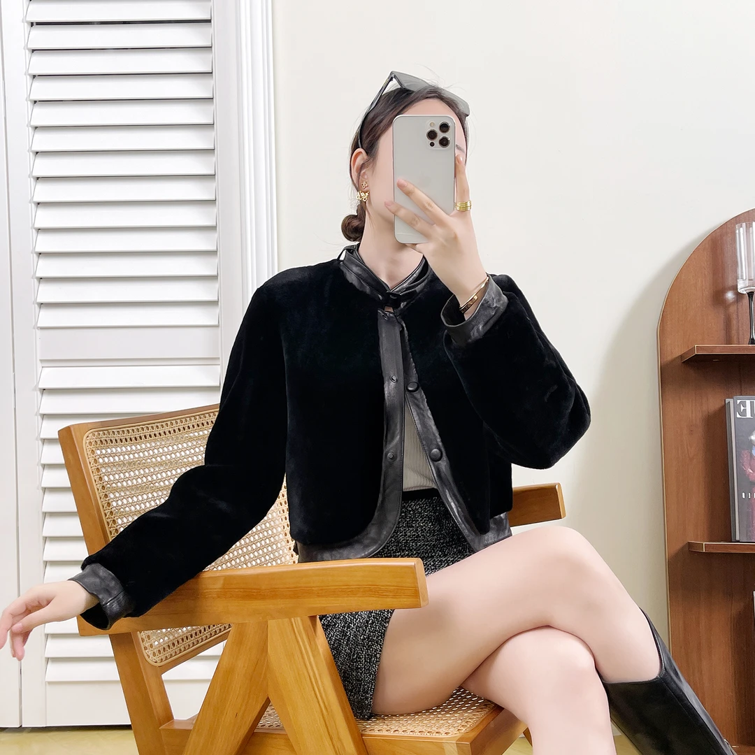 新款冬季加厚时尚气质女神短款环保毛毛外套