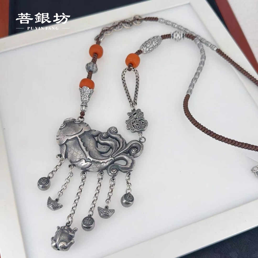 坠链均925银 【菩银坊】鱼跃龙门福气满满项链