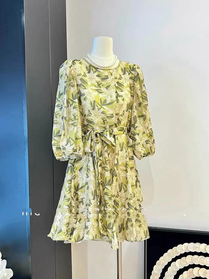 5233夏季法式气质系带连衣裙（裙长90CM左右）