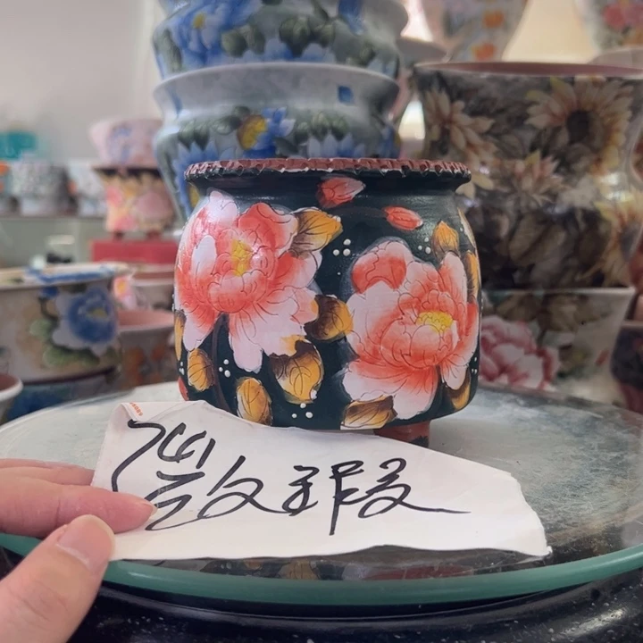 景德镇手绘花盆满38包邮偏远地区除外