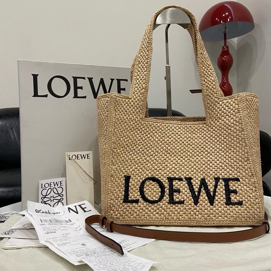 95新 LOEWE/罗意威 【24期免息】经典草编托特手提斜挎包