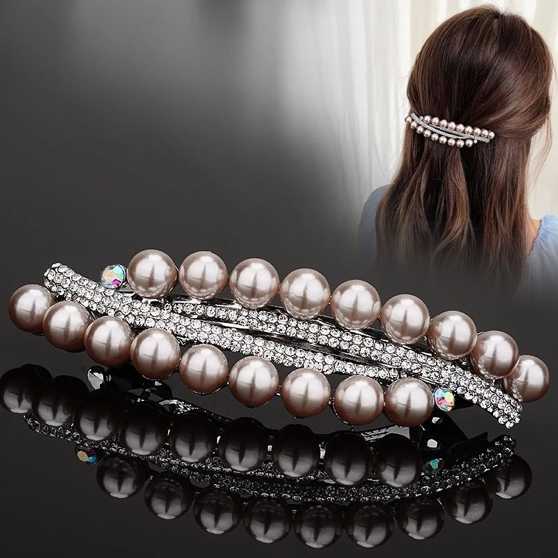 日韩优雅弹簧夹气质横夹后脑勺顶夹仿一字夹女网红发卡马尾夹大号