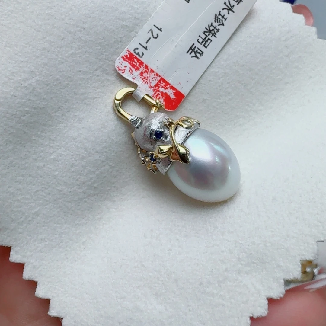 银S925镶嵌海水珍珠颈饰@@v412